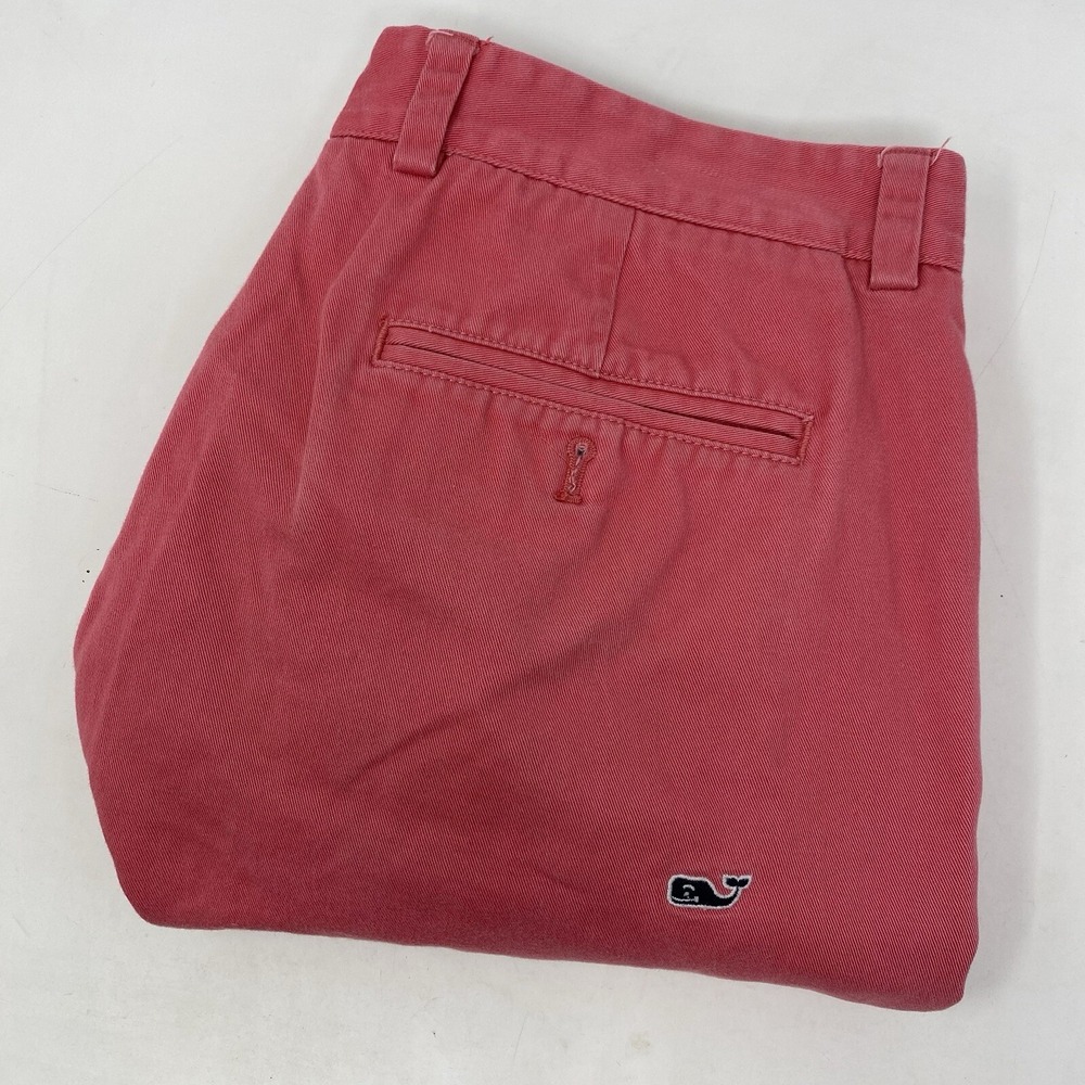 Vineyard Vines Shorts Mens 33 Pink Embroidered Whale Cotton Twill Preppy Chino